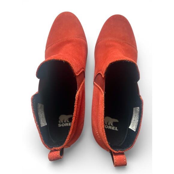 NEW Sorel Evie Pull on Suede Bootie, Warp Red Womens Size 10.5 - Picture 4 of 7